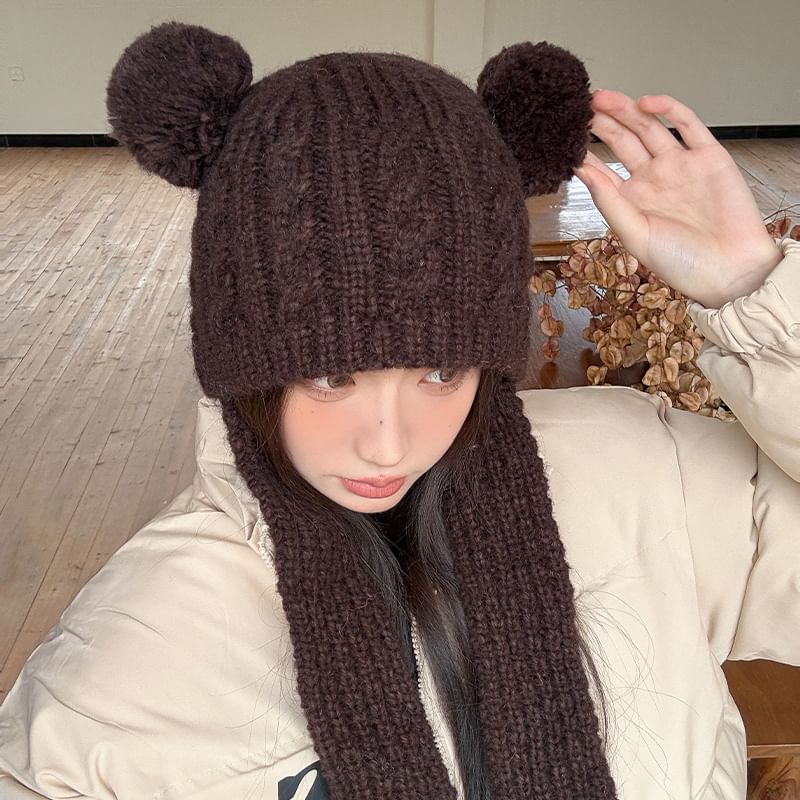 Knit Beanie Ear Bear