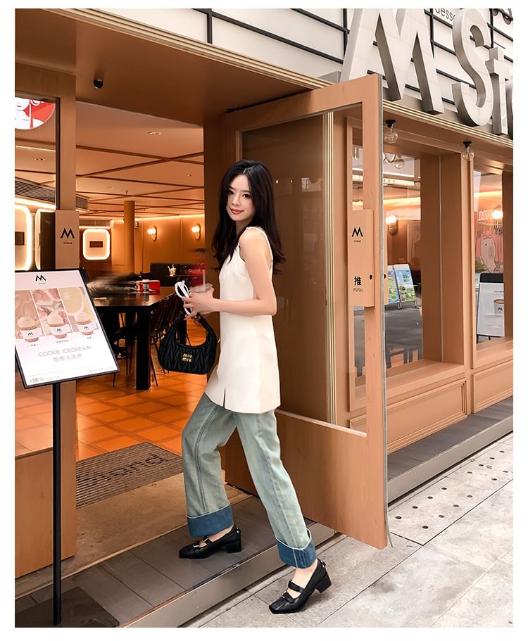 Buckle Toe Mary Heel Block Square Jane Pumps