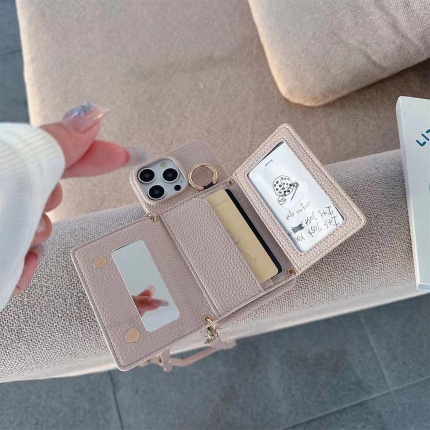 Holder Phone Case Lanyard Card Faux with Leather