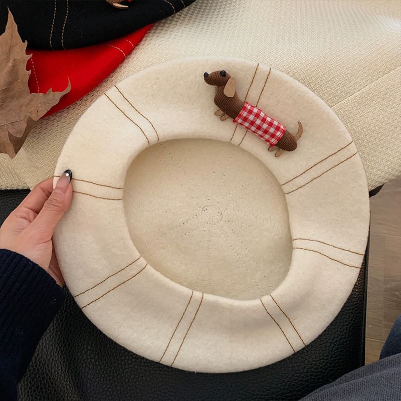 Beret Stitched Contrast Dog