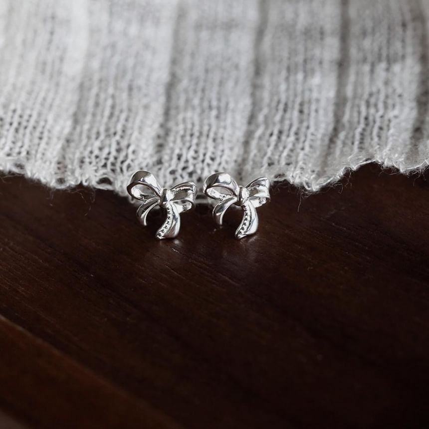 Stud Earring Bowknot Sterling Silver 925