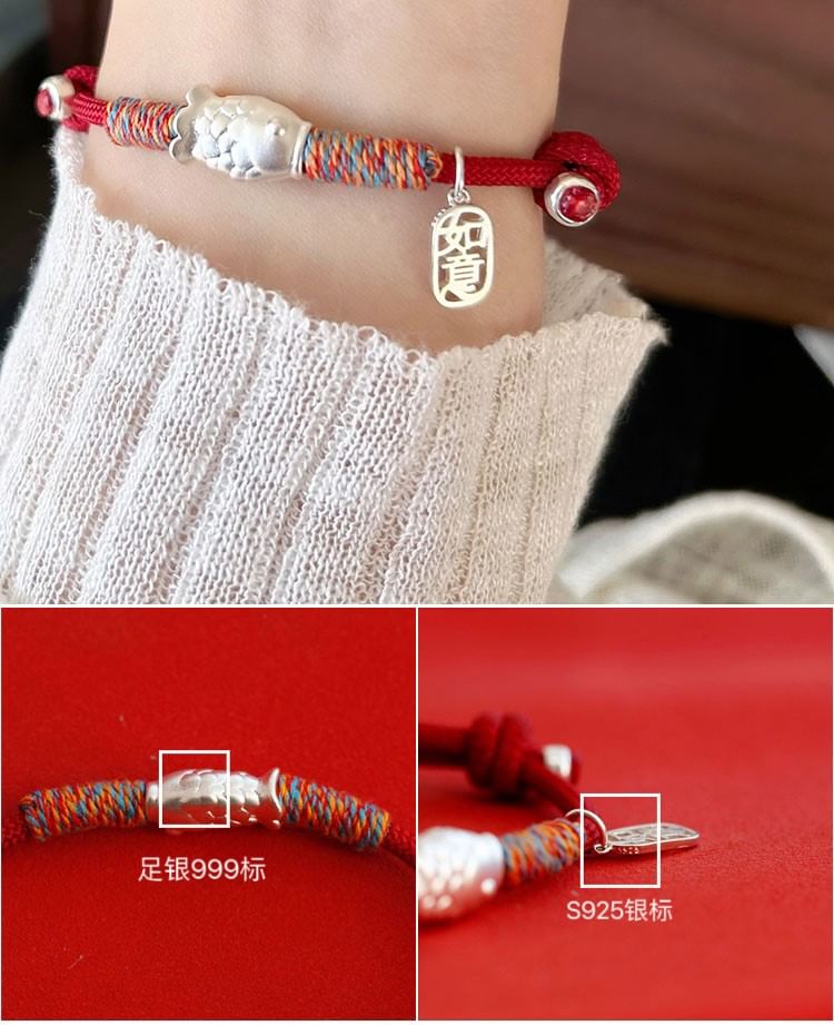 Bracelet 925 Sterling Fish Silver String