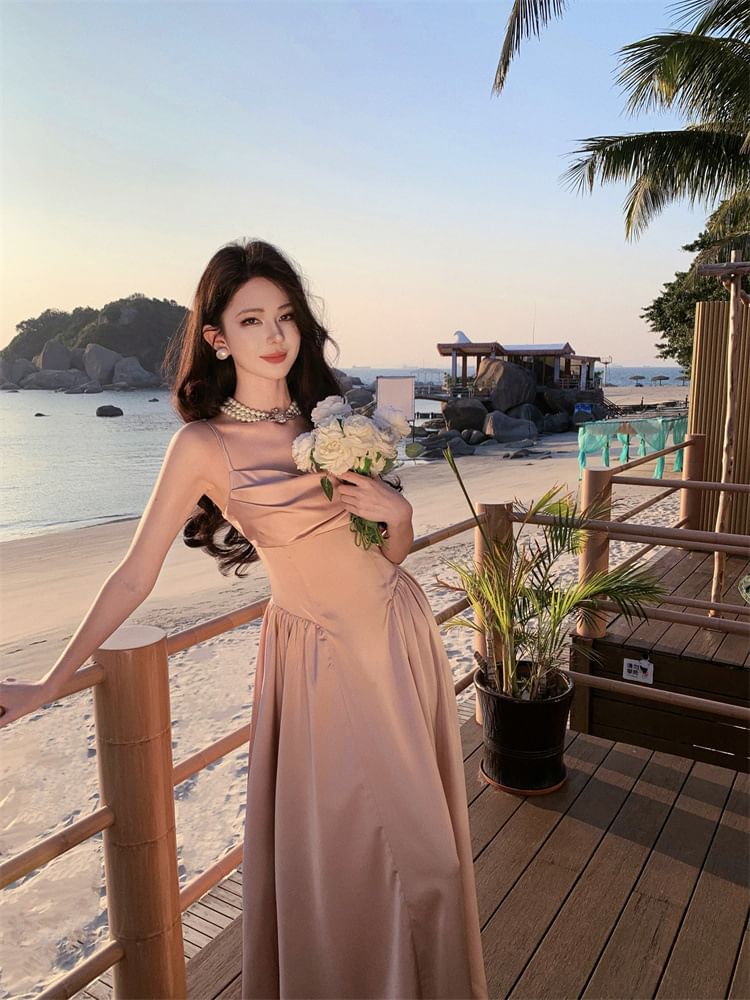 Plain Gown Evening Strap Spaghetti A-Line