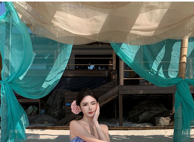 Strap Hem Panel Maxi Spaghetti Sequined Dress Ruffle A-Line