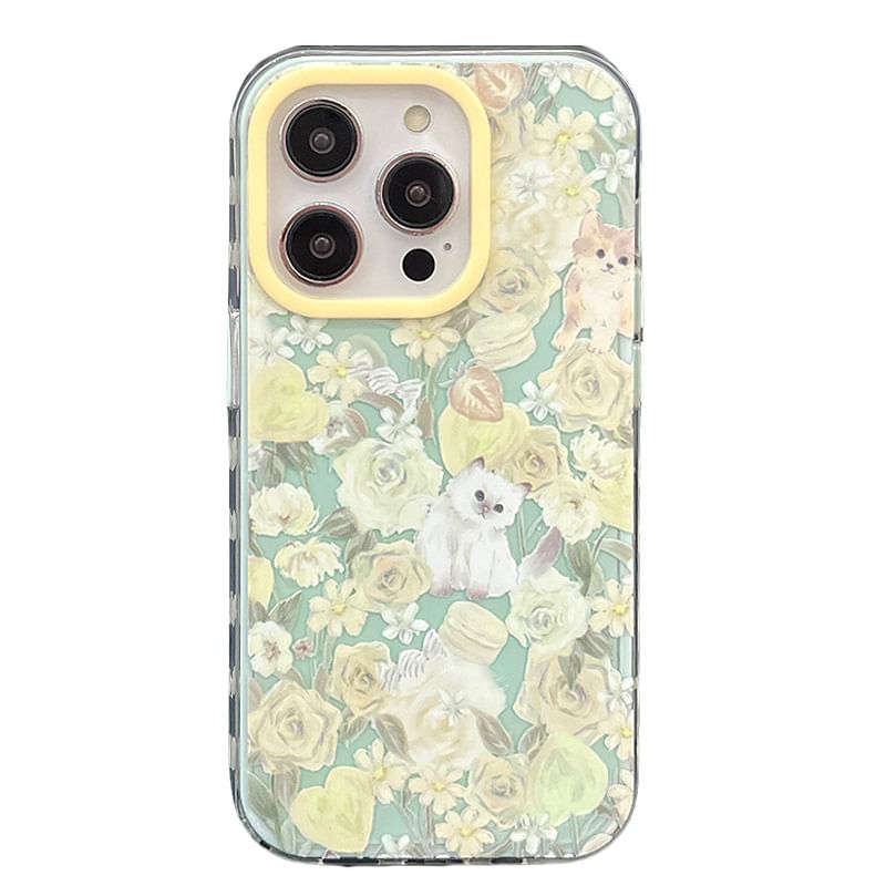 Case Phone Floral Cat