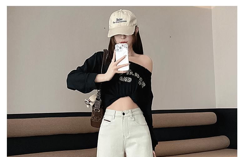 Wide Jeans Trim High Leg Contrast Rise
