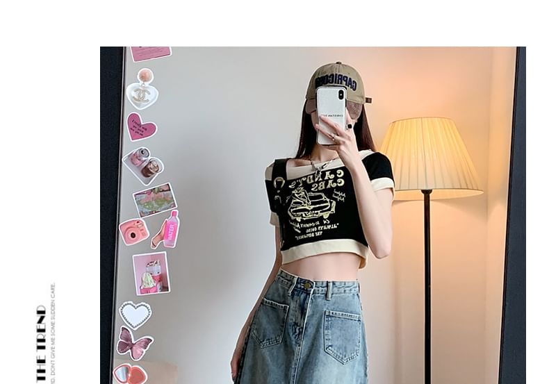 Waist Skirt Midi High Denim A-Line Fringed