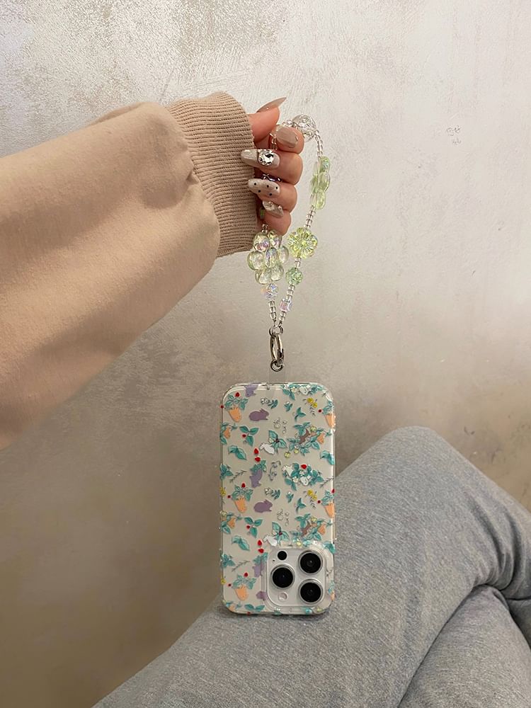 Rabbit Strap Phone Case Floral Set /