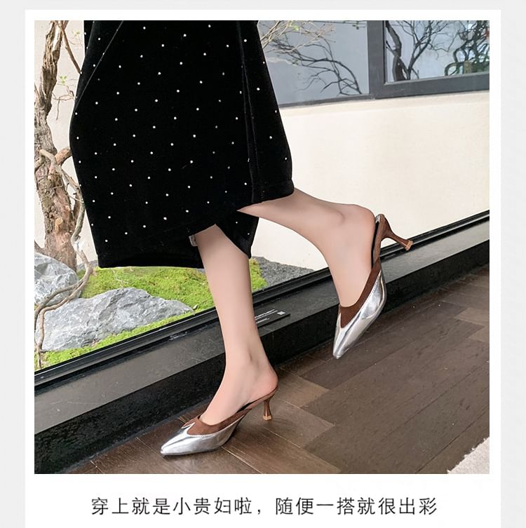 Pointed Tone Mules Heel Stiletto Two Toe