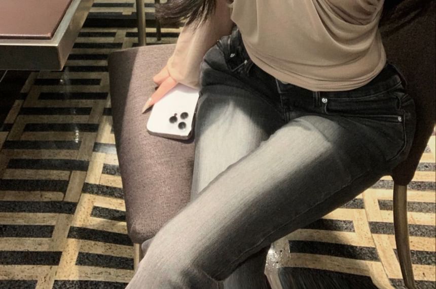 Asymmetrical Off-Shoulder Neck Plain Long-Sleeve Ruched Blouse