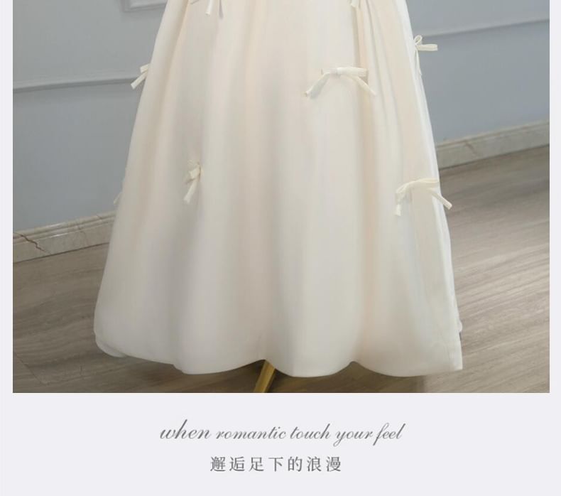 A-Line Gown Evening Plain Ribbon Strapless Accent