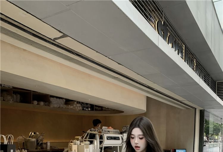 Long Sleeve V-Neck Plain Bow Ruffle Blouse