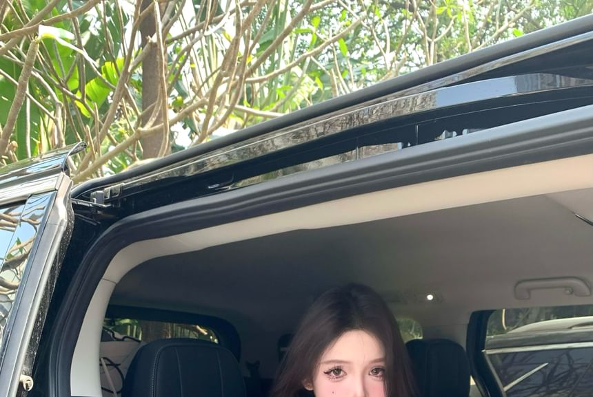 Neck Cap Crop Print Scoop Sleeve T-Shirt Bow Cartoon