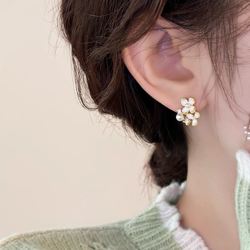 Stud / Pearl Cuff Alloy Floral Ear Faux Earring