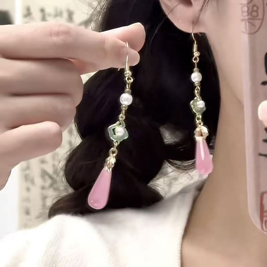 Alloy Dangle Gemstone Earring Pearl Faux