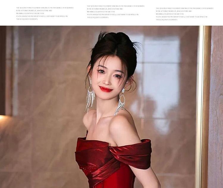 Evening Glitter Short-Sleeve Maternity Gown Ruched Off-Shoulder A-Line