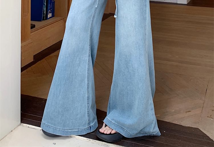 Washed Lace Flared High Panel Rise Jeans