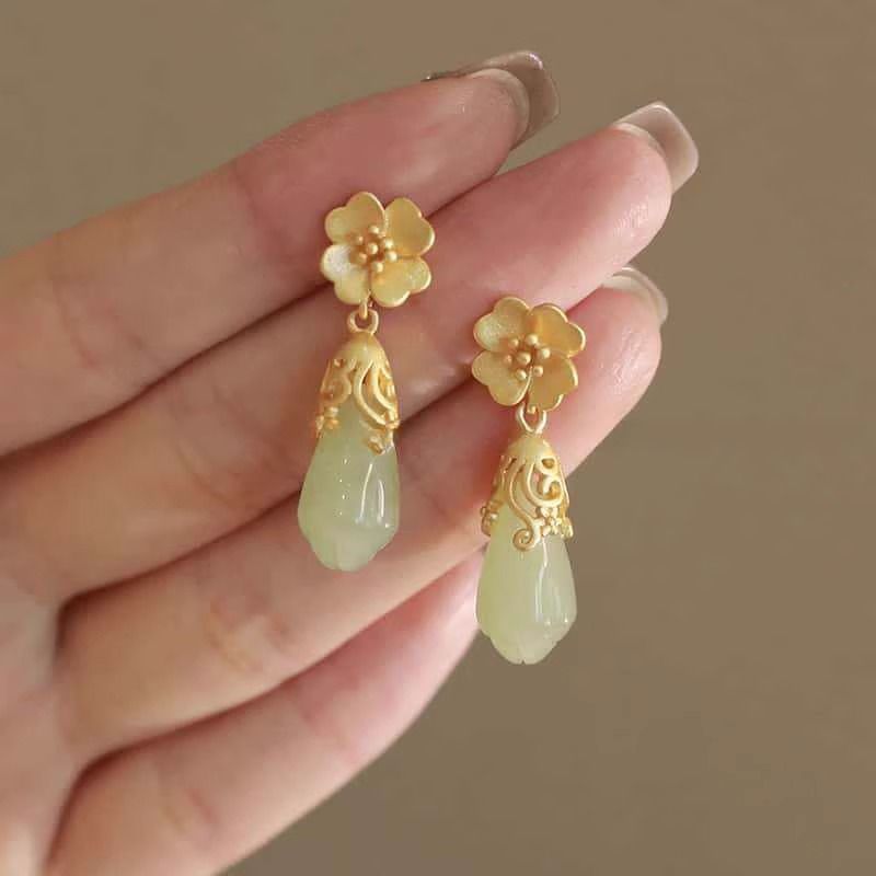 Alloy Earring Faux Floral Gemstone Drop