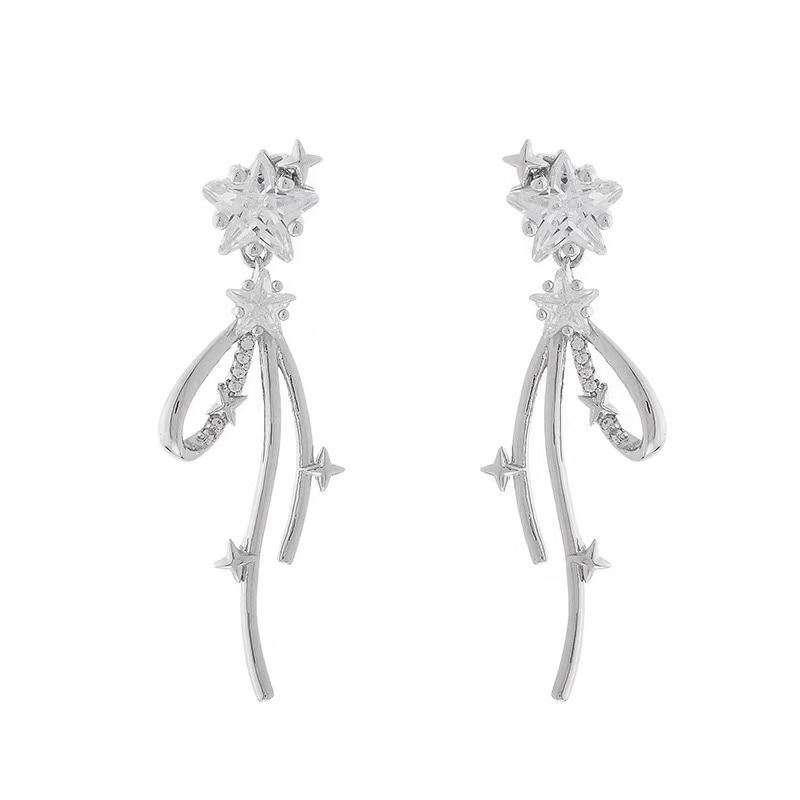 Bow Drop Alloy Rhinestone Earring Star