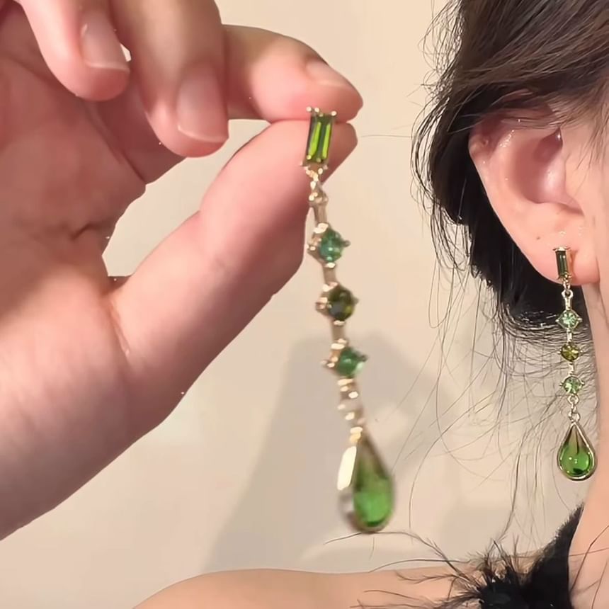 Alloy Faux Droplet Crystal Dangle Earring