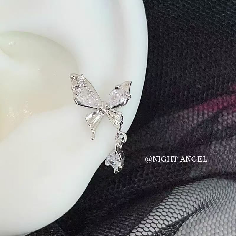 Butterfly Rhinestone Earring Alloy Drop