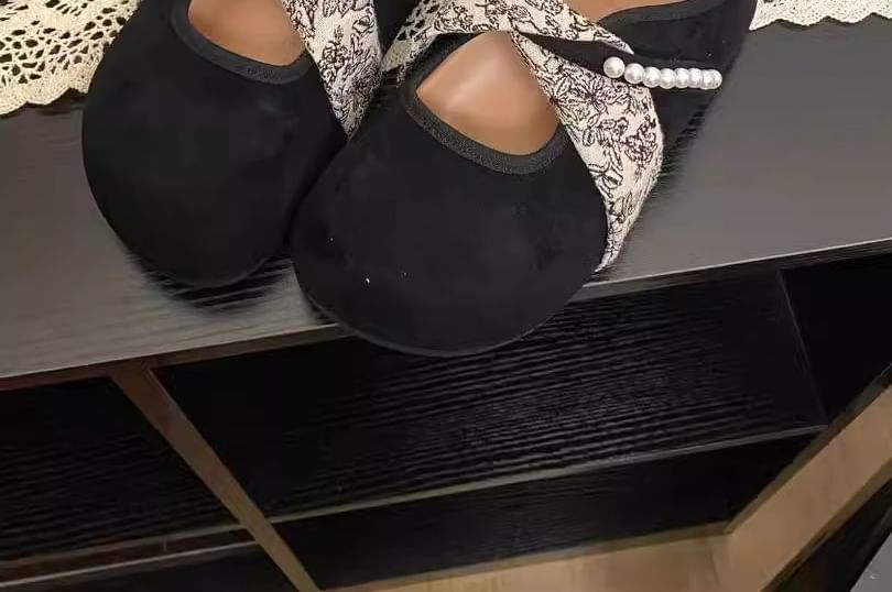 Floral Mules Pearl Print Mary Panel Faux Jane