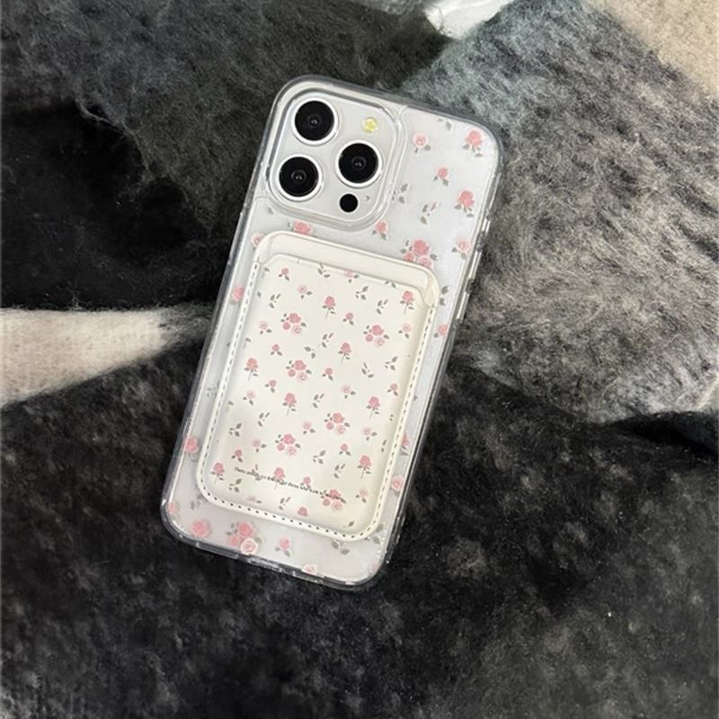 Magnetic Floral (Compatible Phone MagSafe) Card Holder Set / with Case