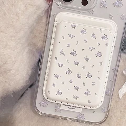 with / Phone (Compatible MagSafe) Floral Card Magnetic Set Holder Case