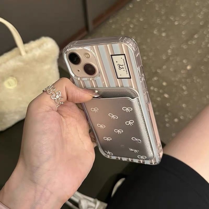 Striped Case iPhone Set Print Card / Bow Magsafe Compatible