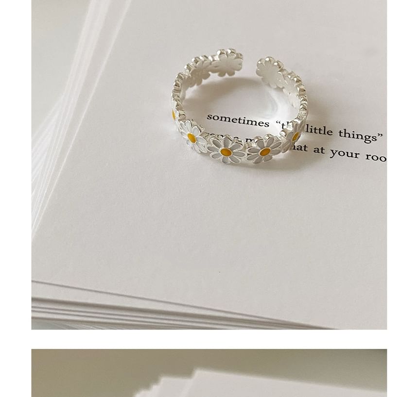 Daisy Silver Sterling Ring 925 Enamel Open