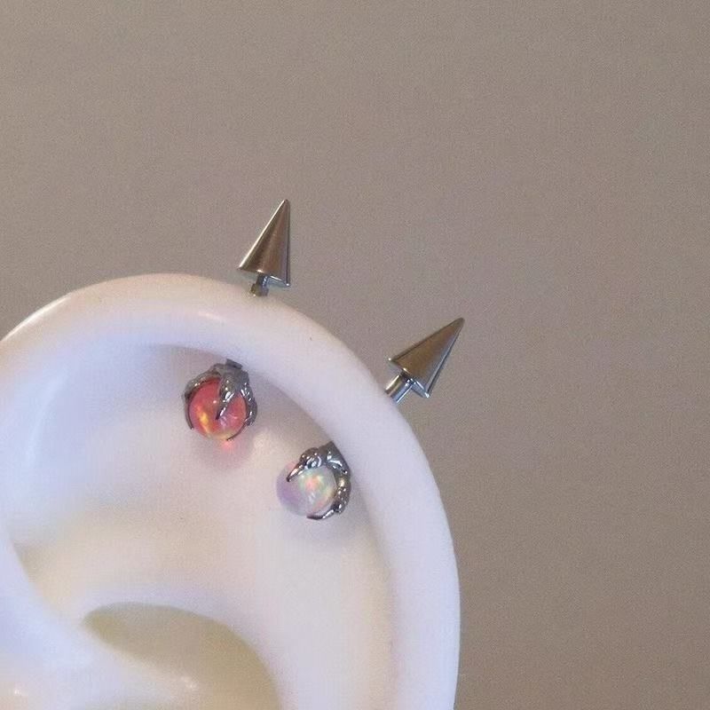 Earring Alloy Through Gemstone Claw Faux