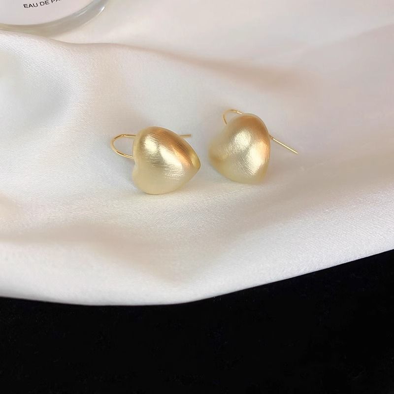 Heart Earring Alloy Drop Brushed