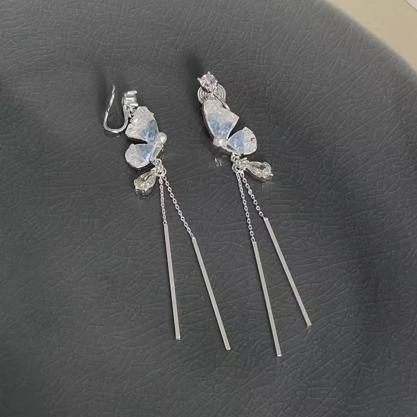 Alloy Earring Threader Butterfly Crystal Faux