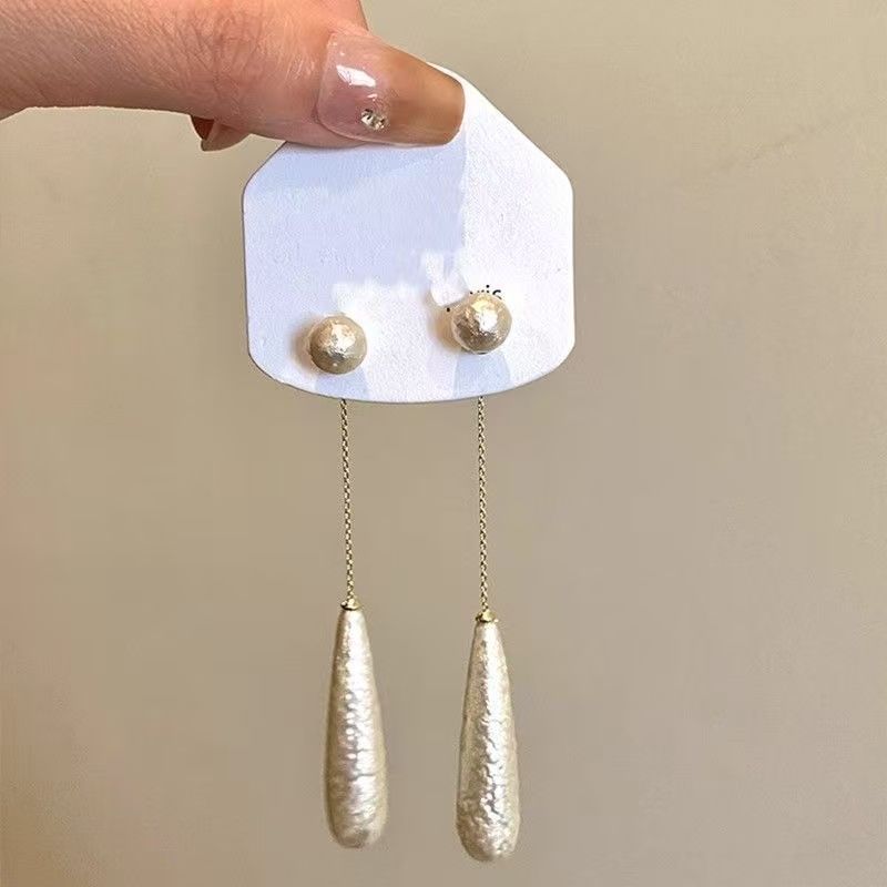 Alloy Dangle Faux Pearl Earring Droplet