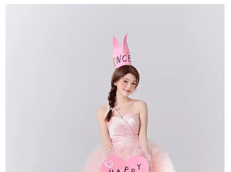 A-Line Panel Mesh Ruched Evening Tube Plain Gown