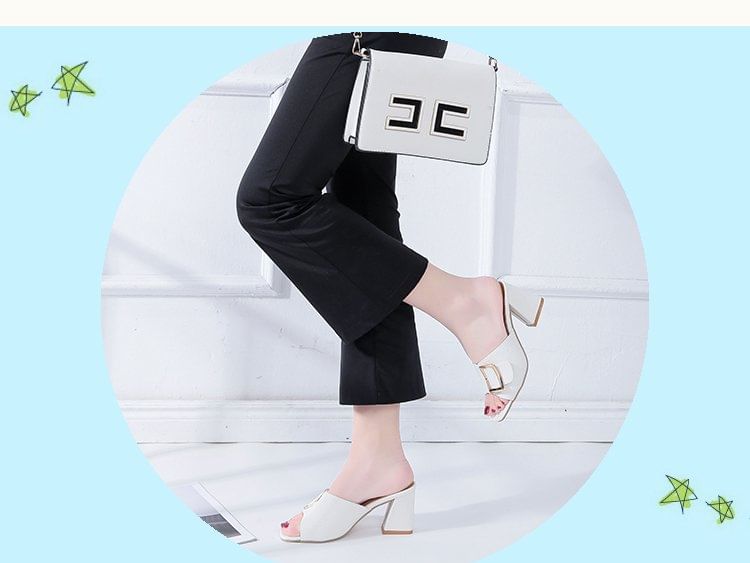 Sandals Chunky Slide Heel Buckled