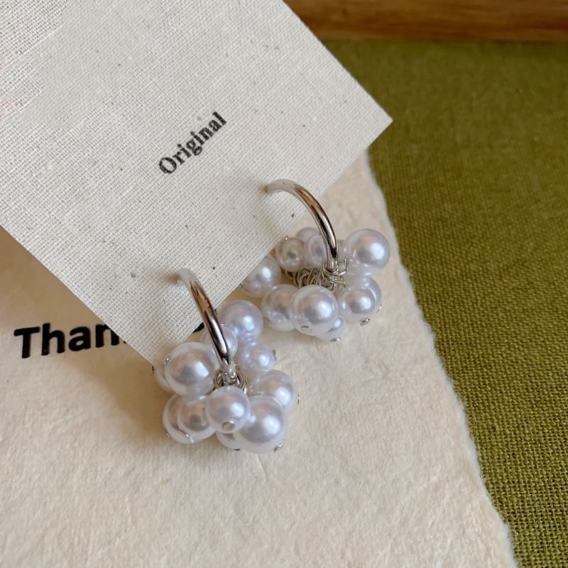 Earring Pearl Hoop Faux