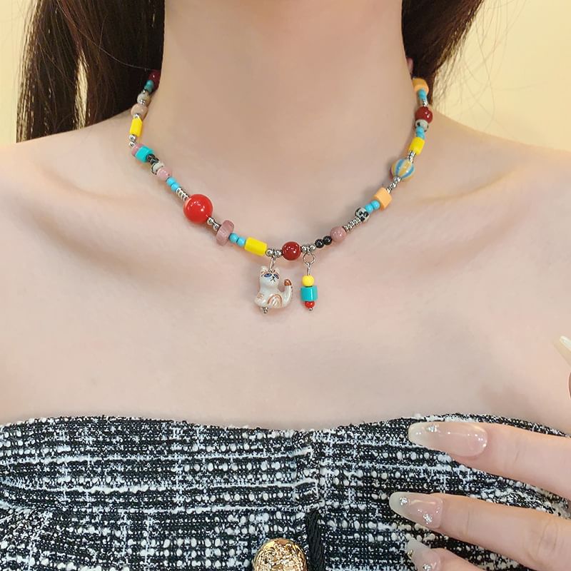 Bead Cat Necklace Pendant
