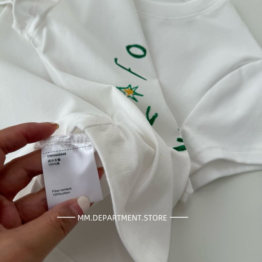 Short-Sleeve Lettering T-Shirt Crop Crewneck