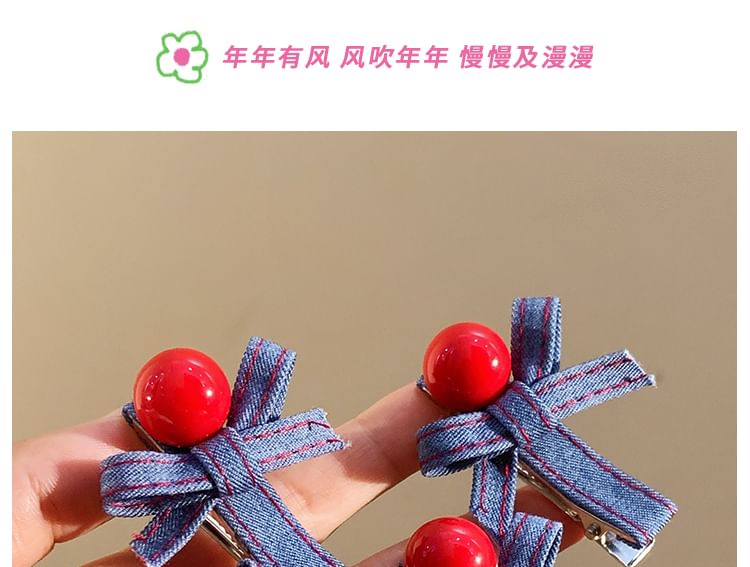 Hair Denim Bow Clip Set