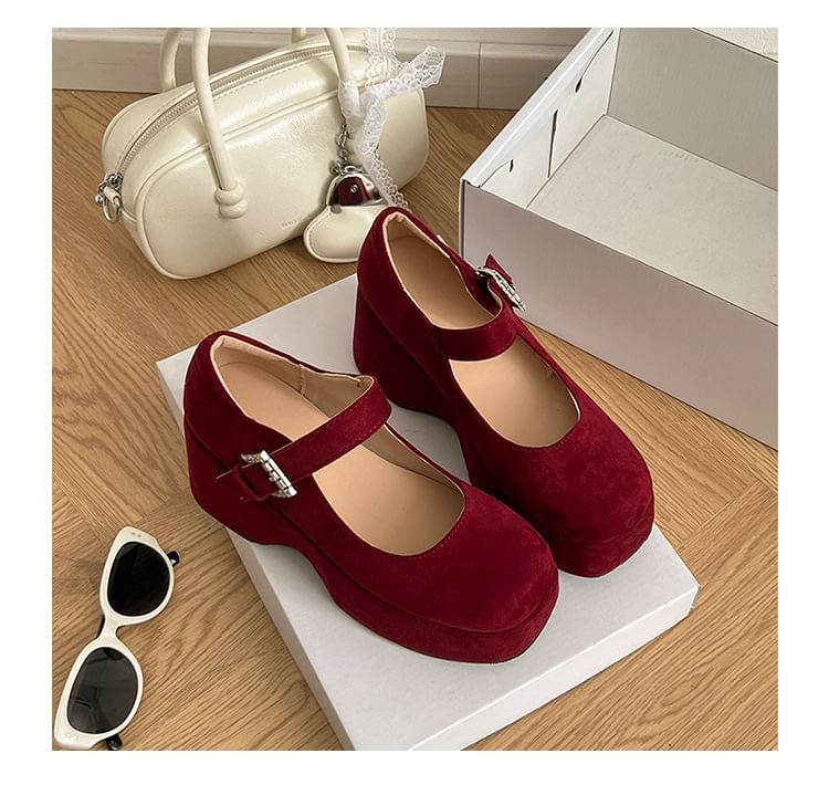 Platform Wedge Plain Jane Mary Shoes