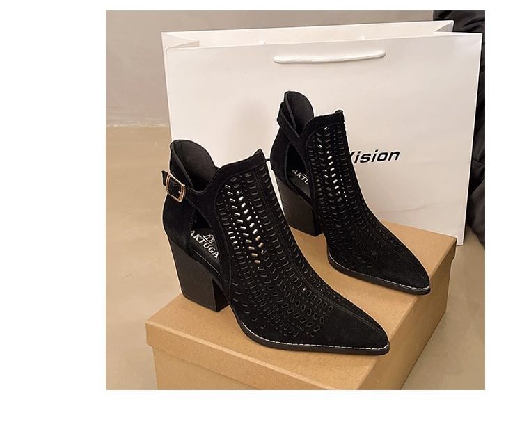 D'Orsay Block Boots Heel Short