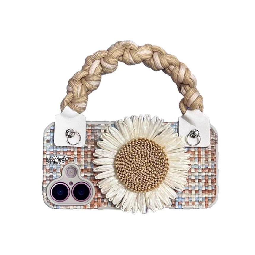 Set Woven Adhesive / Lanyard Decoration Phone Sunflower Strap Case