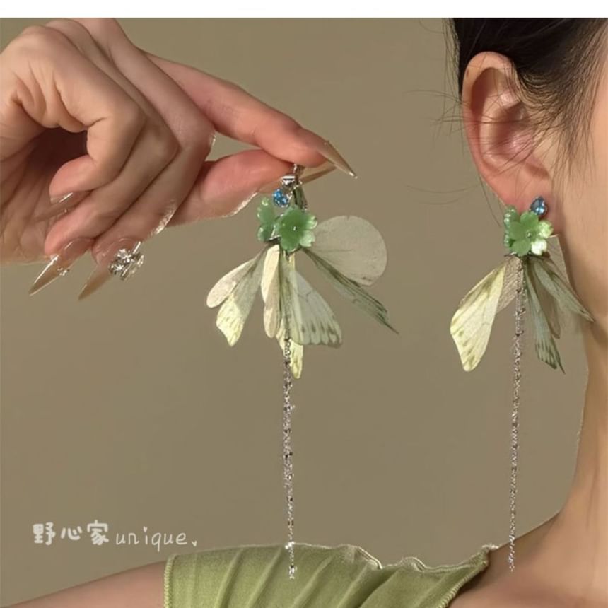 Drop Butterfly Flower Earring Fringed