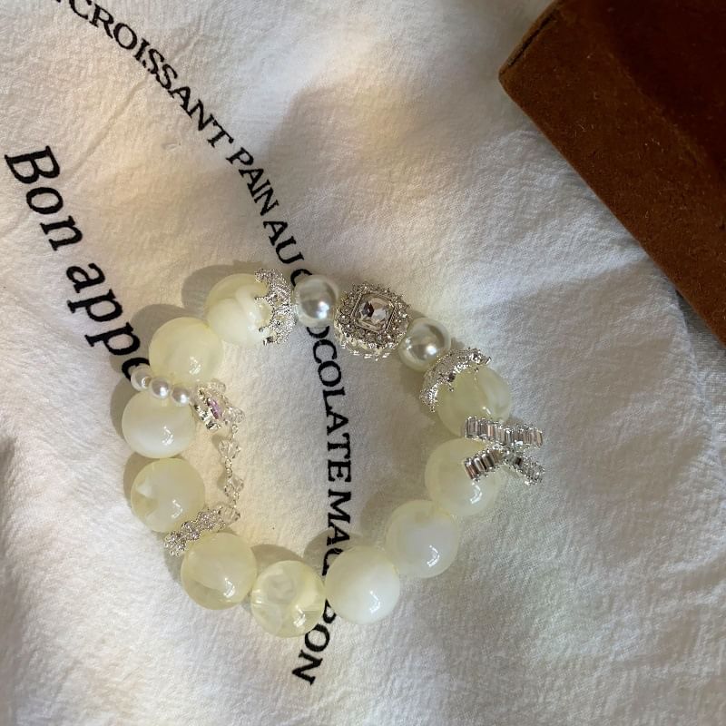 Rhinestone Bracelet Pearl Faux Beaded