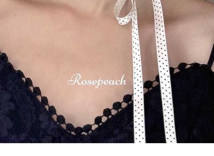 Dotted Ribbon Necklace Beaded