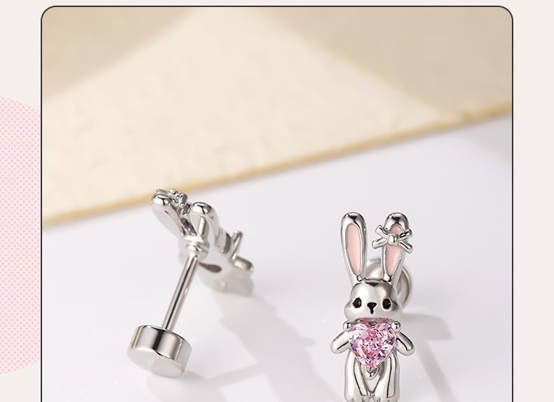 of Ear Rabbit Stud Rhinestone 3: Set