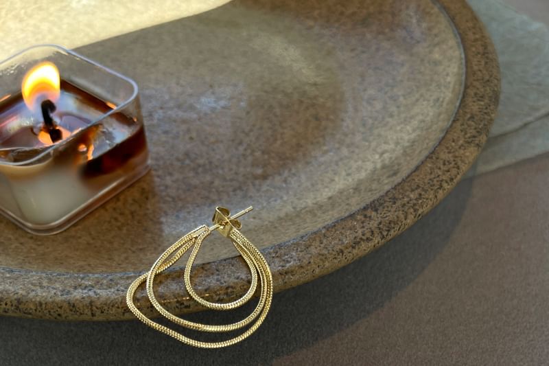 Earring Silver Hoop Sterling 925 Layered