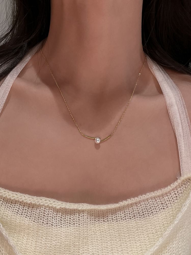 Necklace Pearl Pendant Faux