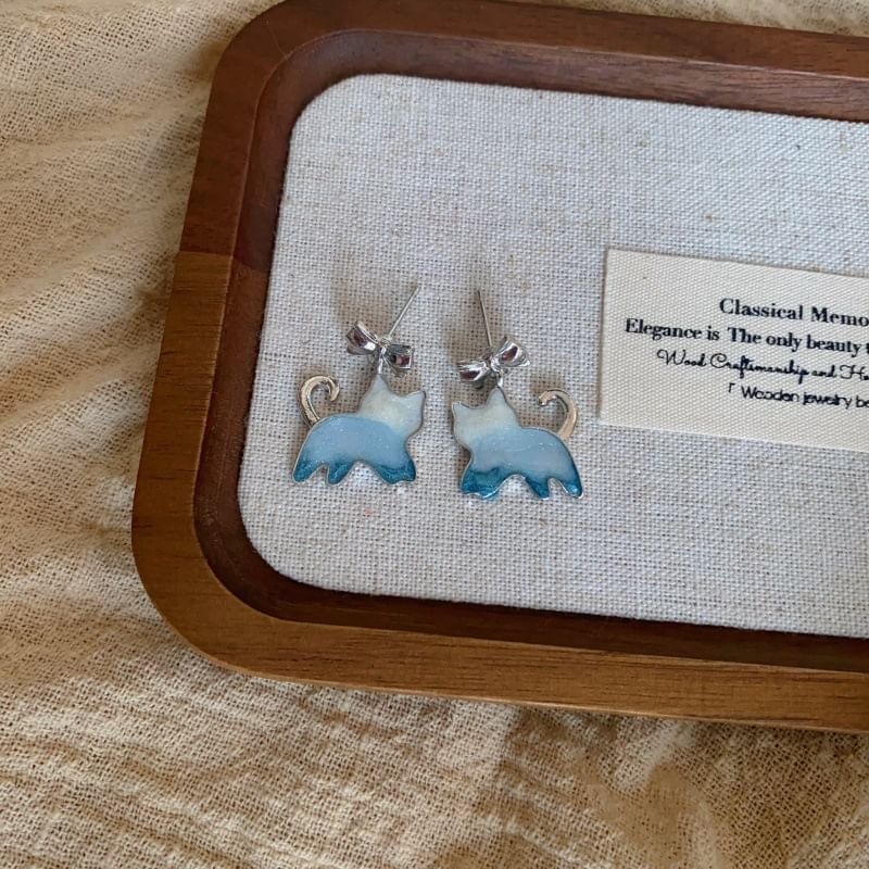 Earring Gradient Cat Alloy Drop Resin